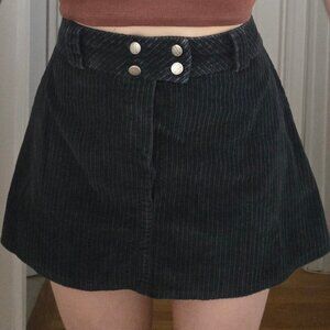 Vintage Coorduroy Black Mini Skirt